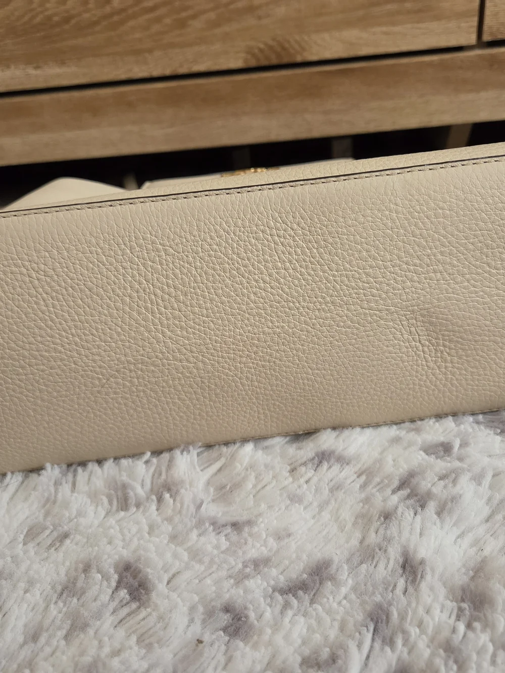 Tory Burch Cream Pebbled Leather Top-Handle Satchel with Gold Logo